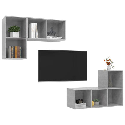 vidaXL 4 Piece Wall-mounted TV Cabinet Set Concrete Grey Engineered Wood