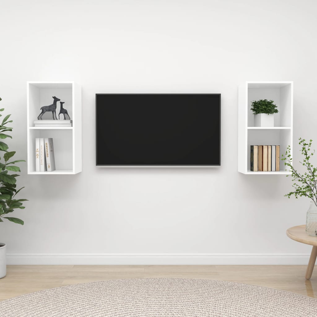 vidaXL Wall-mounted TV Cabinets 2 pcs White Engineered Wood