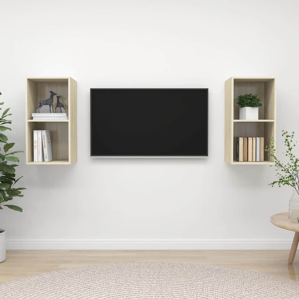 vidaXL Wall-mounted TV Cabinets 2 pcs Sonoma Oak Engineered Wood