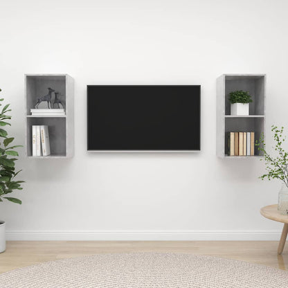 vidaXL 2 Piece Wall-mounted TV Cabinet Set Concrete Grey Engineered Wood