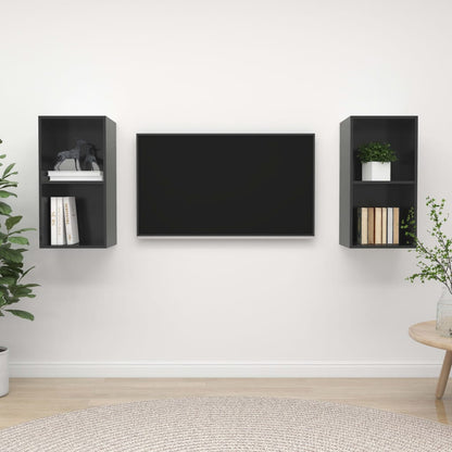 vidaXL Wall-mounted TV Cabinets 2 pcs High Gloss Grey Engineered Wood