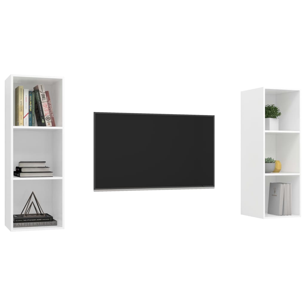 vidaXL 2 Piece Wall-mounted TV Cabinet Set White Engineered Wood