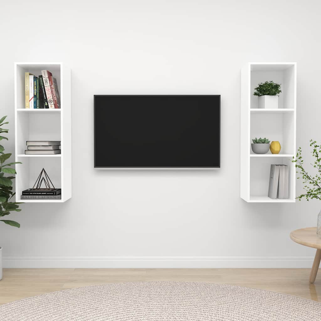 vidaXL 2 Piece Wall-mounted TV Cabinet Set White Engineered Wood