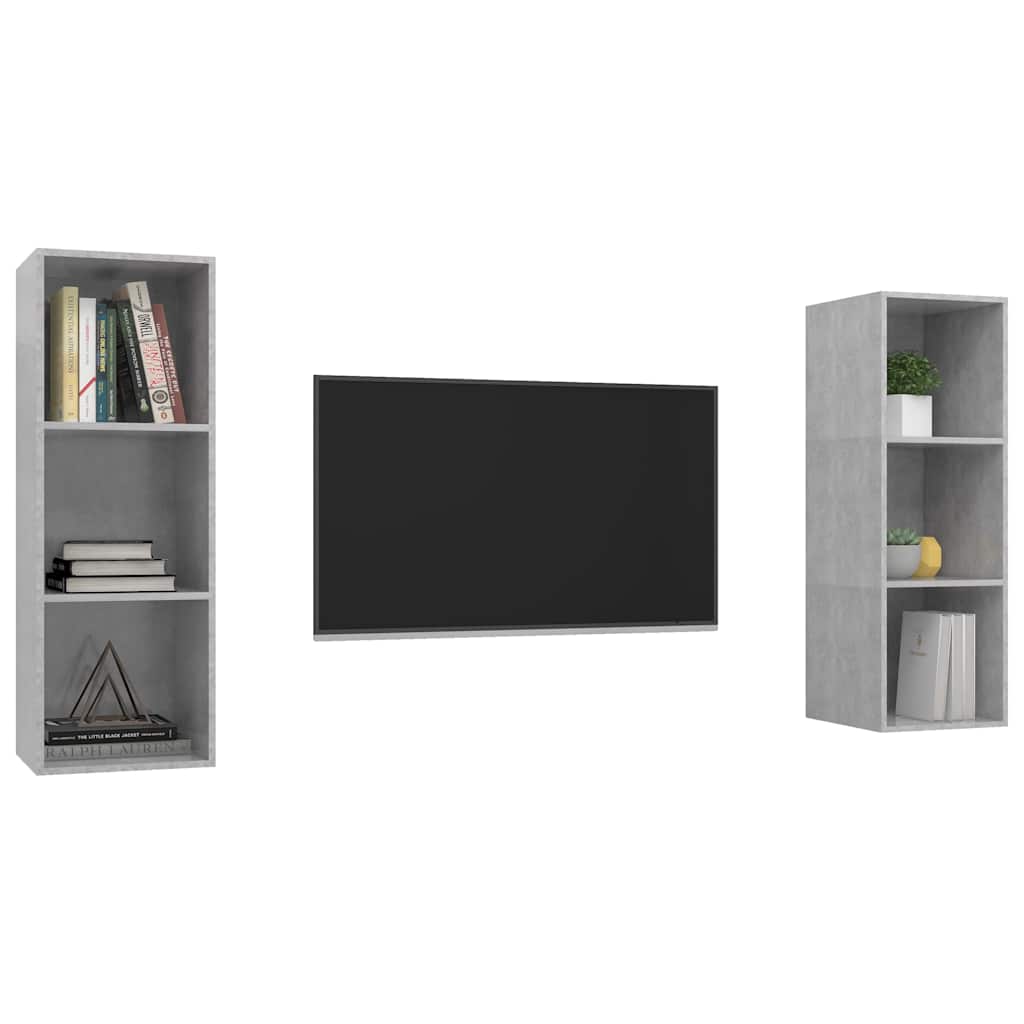 vidaXL 2 Piece Wall-mounted TV Cabinet Set Concrete Grey Engineered Wood