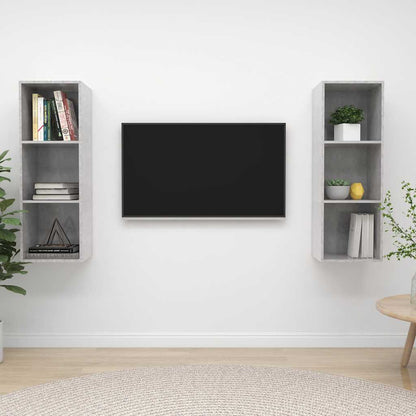 vidaXL 2 Piece Wall-mounted TV Cabinet Set Concrete Grey Engineered Wood