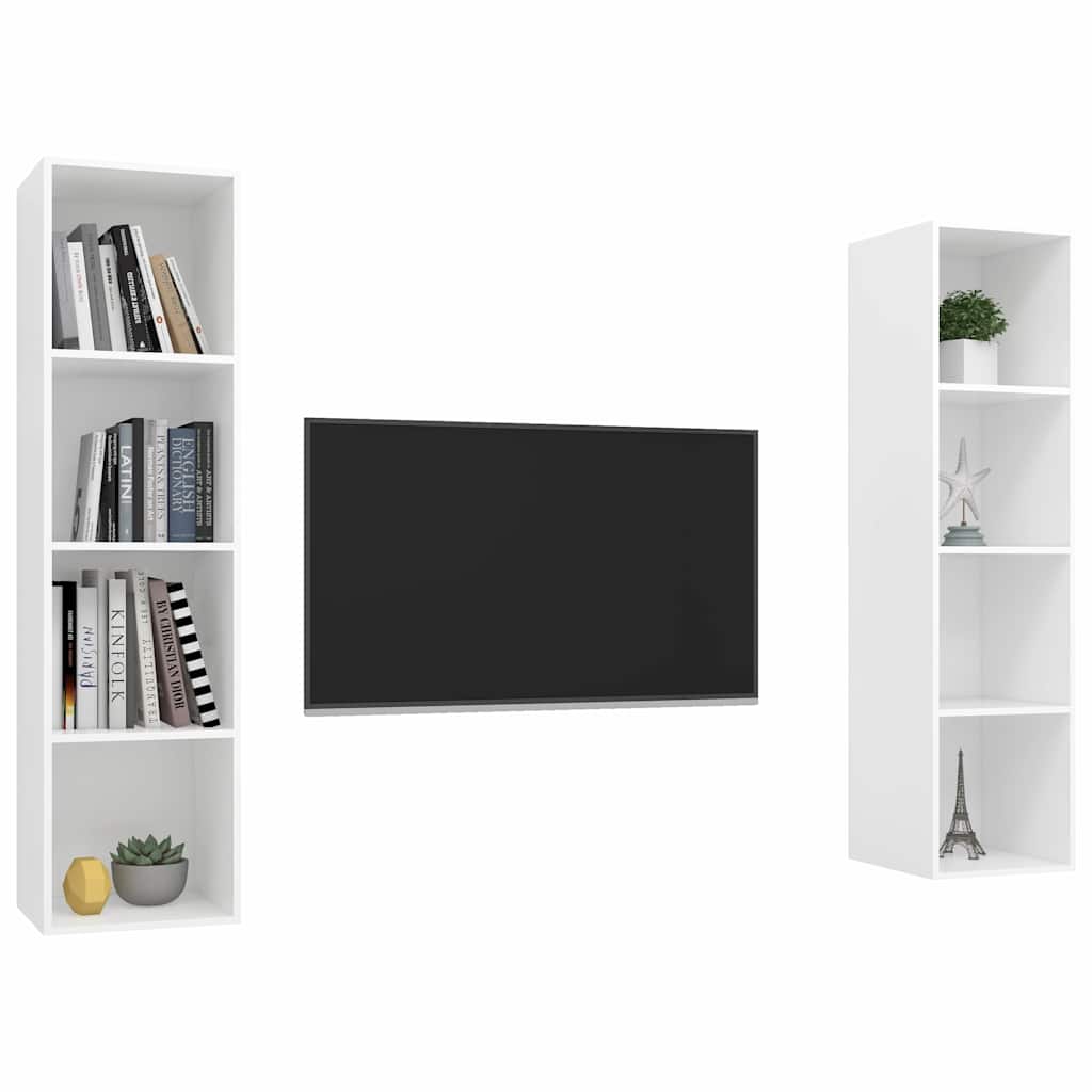 vidaXL 2 Piece Wall-mounted TV Cabinet Set White Engineered Wood