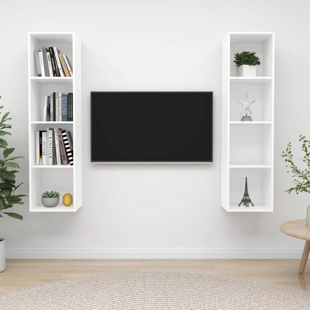vidaXL Wall-mounted TV Cabinets 2 pcs White Engineered Wood