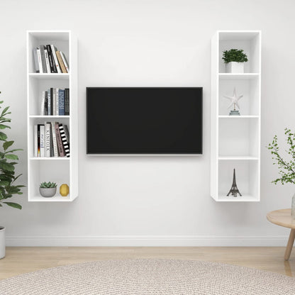vidaXL Wall-mounted TV Cabinets 2 pcs White Engineered Wood