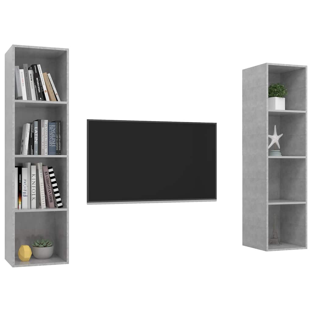 vidaXL 2 Piece Wall-mounted TV Cabinet Set Concrete Grey Engineered Wood