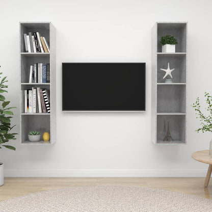 vidaXL 2 Piece Wall-mounted TV Cabinet Set Concrete Grey Engineered Wood