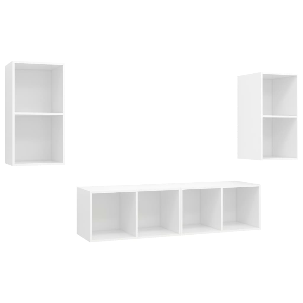vidaXL Wall-mounted TV Cabinets 4 pcs White Engineered Wood