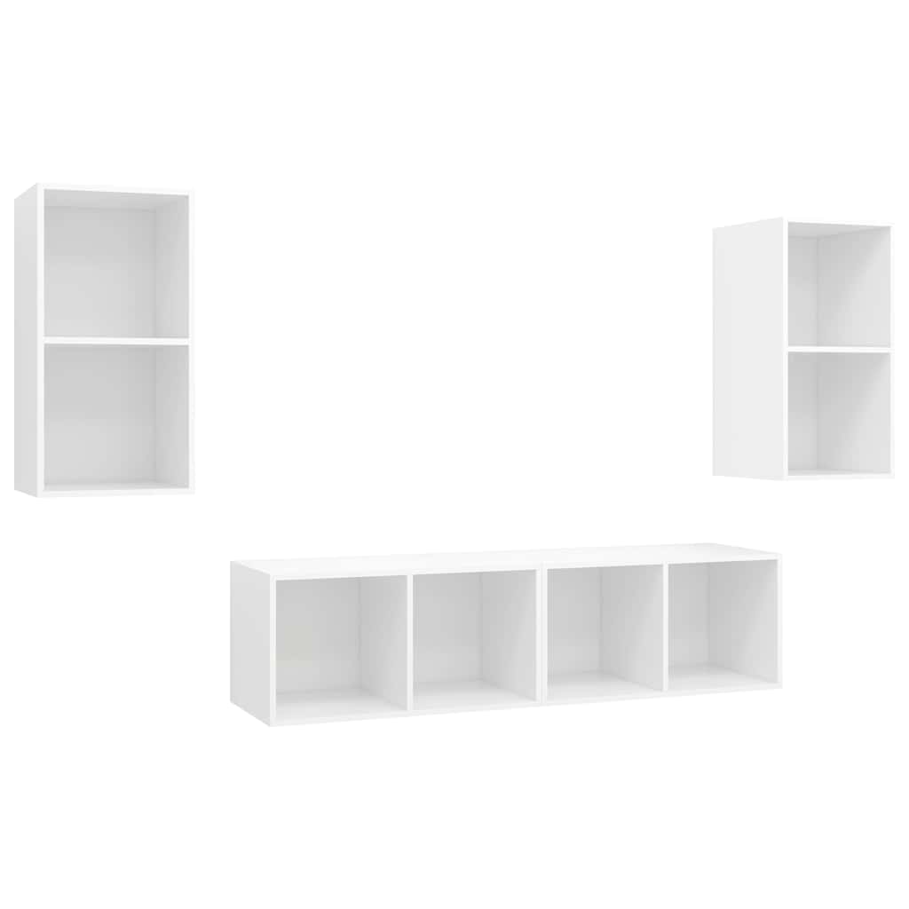 vidaXL 4 Piece Wall-mounted TV Cabinet Set White Engineered Wood