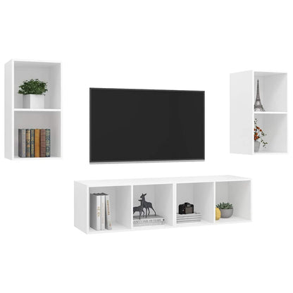 vidaXL 4 Piece Wall-mounted TV Cabinet Set White Engineered Wood