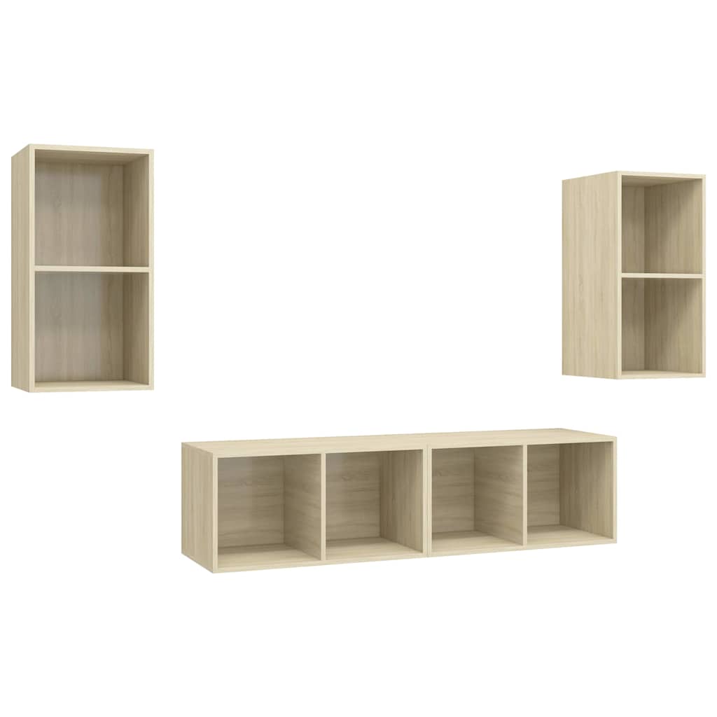 vidaXL 4 Piece Wall-mounted TV Cabinet Set Sonoma Oak Engineered Wood