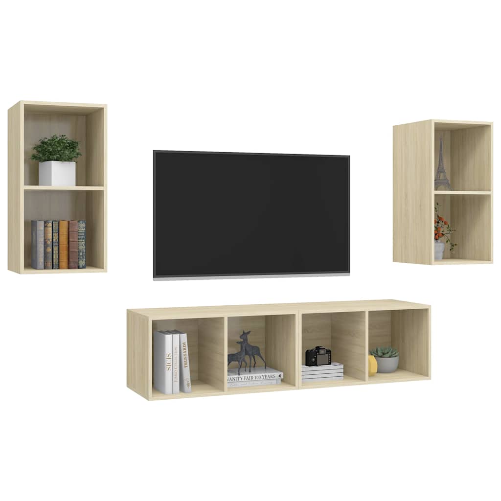 vidaXL 4 Piece Wall-mounted TV Cabinet Set Sonoma Oak Engineered Wood