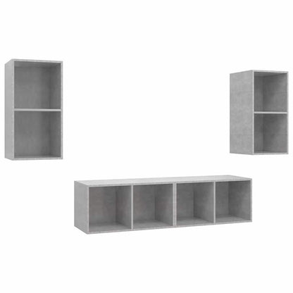 vidaXL 4 Piece Wall-mounted TV Cabinet Set Concrete Grey Engineered Wood