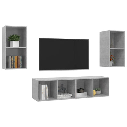 vidaXL 4 Piece Wall-mounted TV Cabinet Set Concrete Grey Engineered Wood