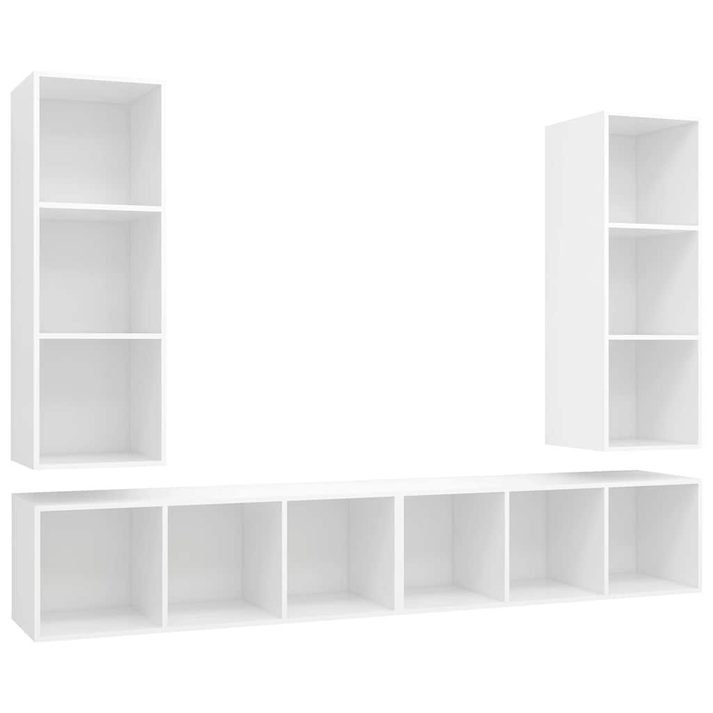 vidaXL 4 Piece Wall-mounted TV Cabinet Set White Engineered Wood