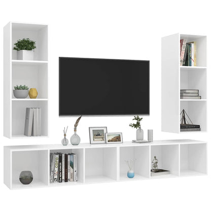 vidaXL 4 Piece Wall-mounted TV Cabinet Set White Engineered Wood