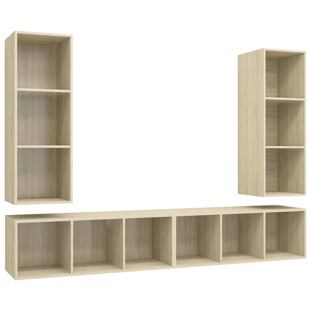 vidaXL 4 Piece Wall-mounted TV Cabinet Set Sonoma Oak Engineered Wood