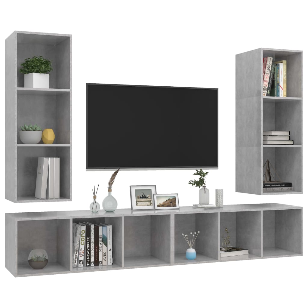 vidaXL | Wall TV Cabinet | Wall-mounted 4 pcs 37 x 37 x 107.5 cm