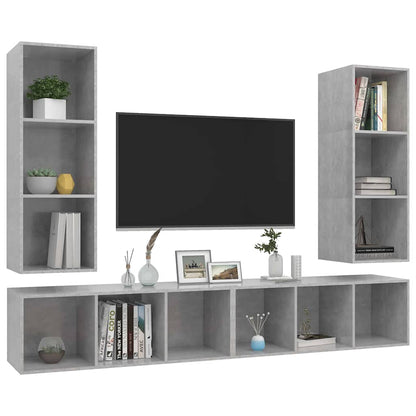 vidaXL 4 Piece Wall-mounted TV Cabinet Set Concrete Grey Engineered Wood