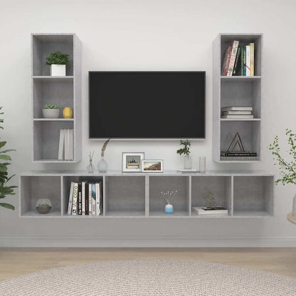 vidaXL 4 Piece Wall-mounted TV Cabinet Set Concrete Grey Engineered Wood