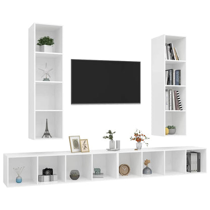 vidaXL 4 Piece Wall-mounted TV Cabinet Set White Engineered Wood
