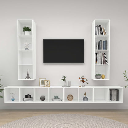 vidaXL Wall-mounted TV Cabinets 4 pcs White Engineered Wood