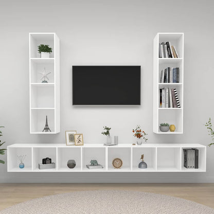 vidaXL 4 Piece Wall-mounted TV Cabinet Set White Engineered Wood