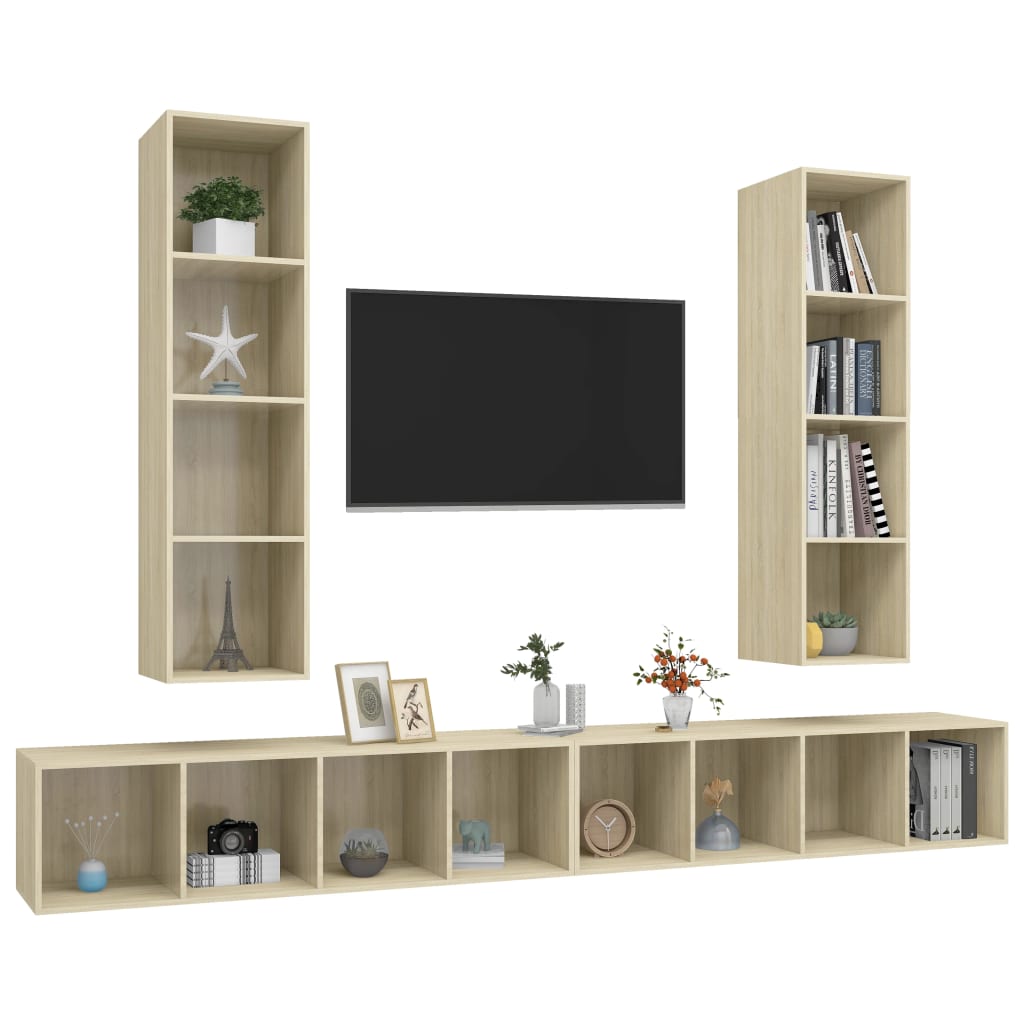vidaXL Wall-mounted TV Cabinets 4 pcs Sonoma Oak Engineered Wood