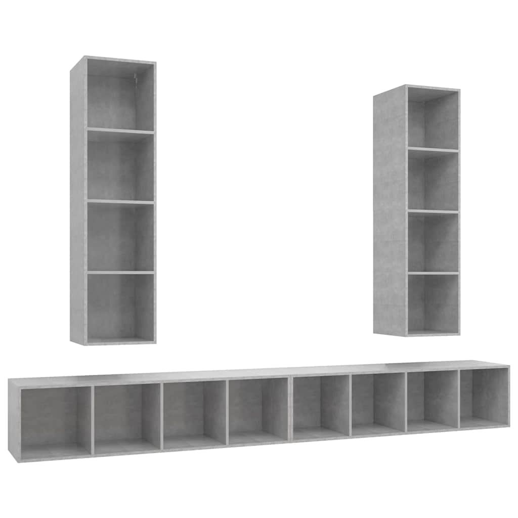 vidaXL 4 Piece Wall-mounted TV Cabinet Set Concrete Grey Engineered Wood