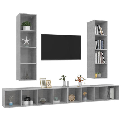 vidaXL 4 Piece Wall-mounted TV Cabinet Set Concrete Grey Engineered Wood
