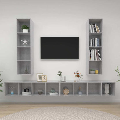 vidaXL 4 Piece Wall-mounted TV Cabinet Set Concrete Grey Engineered Wood