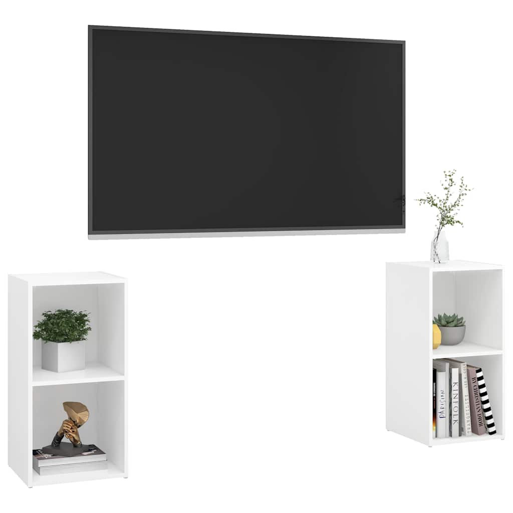 vidaXL 2 Piece TV Cabinet Set White 72x35x36,5 cm Engineered Wood