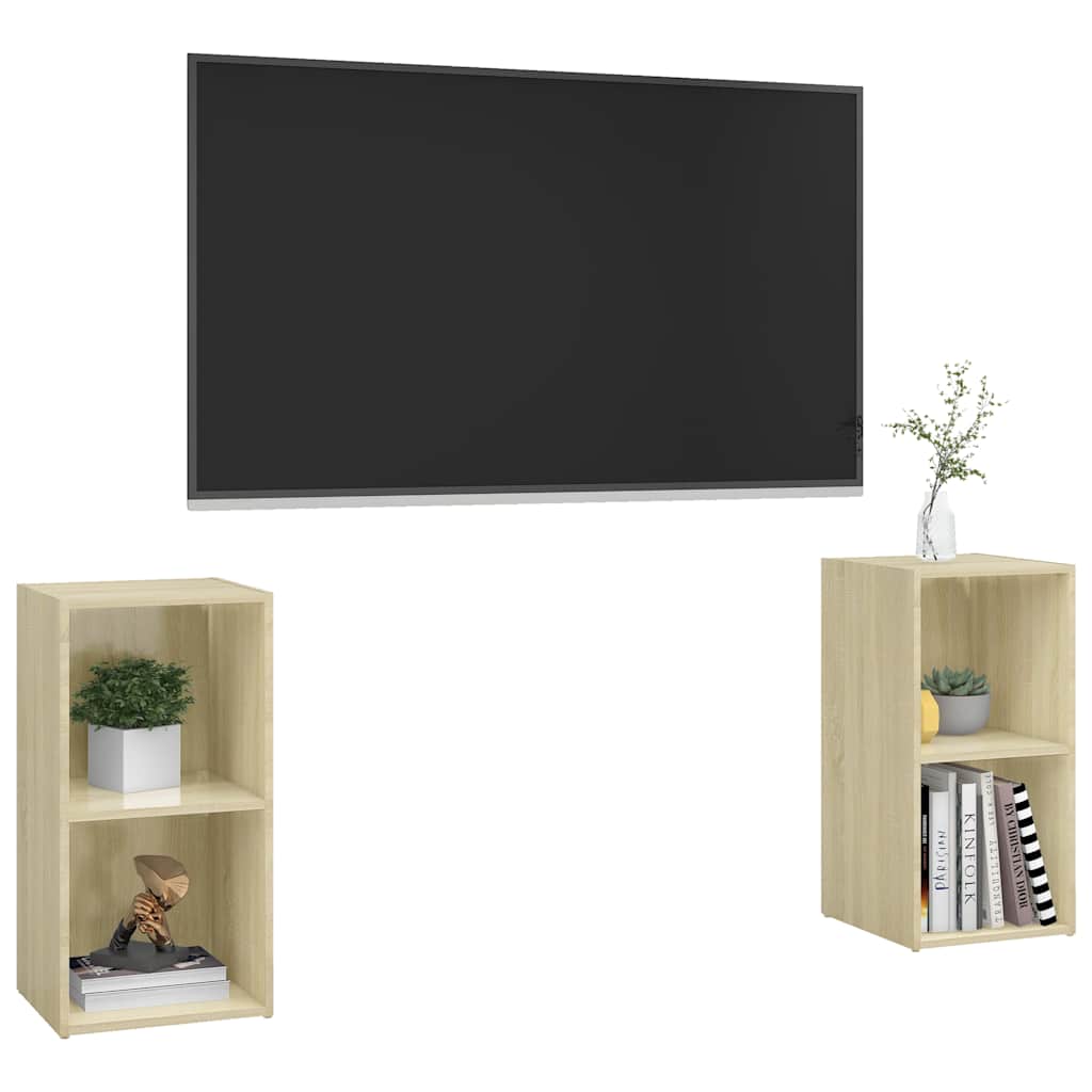 vidaXL 2 Piece TV Cabinet Set Sonoma Oak 72x35x36,5 cm Engineered Wood