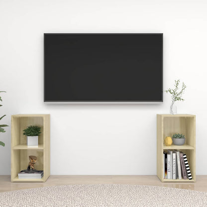 vidaXL 2 Piece TV Cabinet Set Sonoma Oak 72x35x36,5 cm Engineered Wood