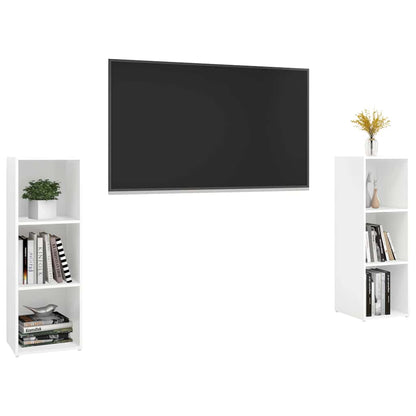 vidaXL 2 Piece TV Cabinet Set White 107x35x37 cm Engineered Wood