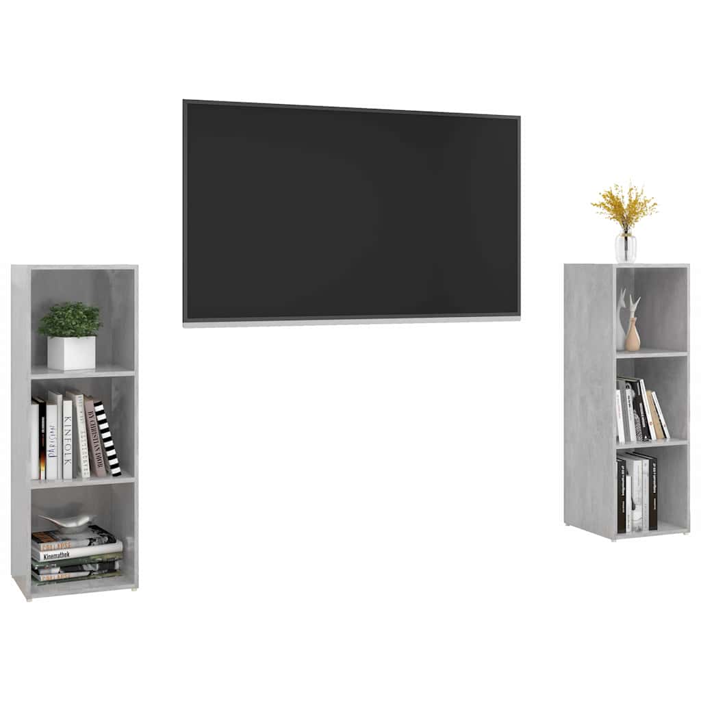 vidaXL 2 Piece TV Cabinet Set Concrete Grey 107x35x37 cm Engineered Wood