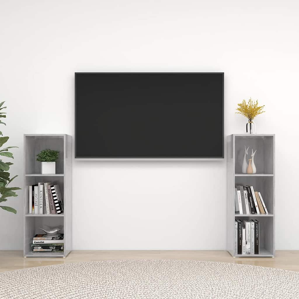 vidaXL 2 Piece TV Cabinet Set Concrete Grey 107x35x37 cm Engineered Wood