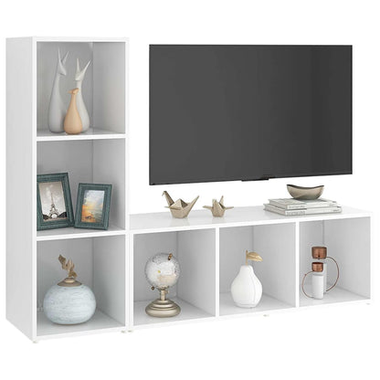 vidaXL 2 Piece TV Cabinet Set White 107x35x37 cm Engineered Wood