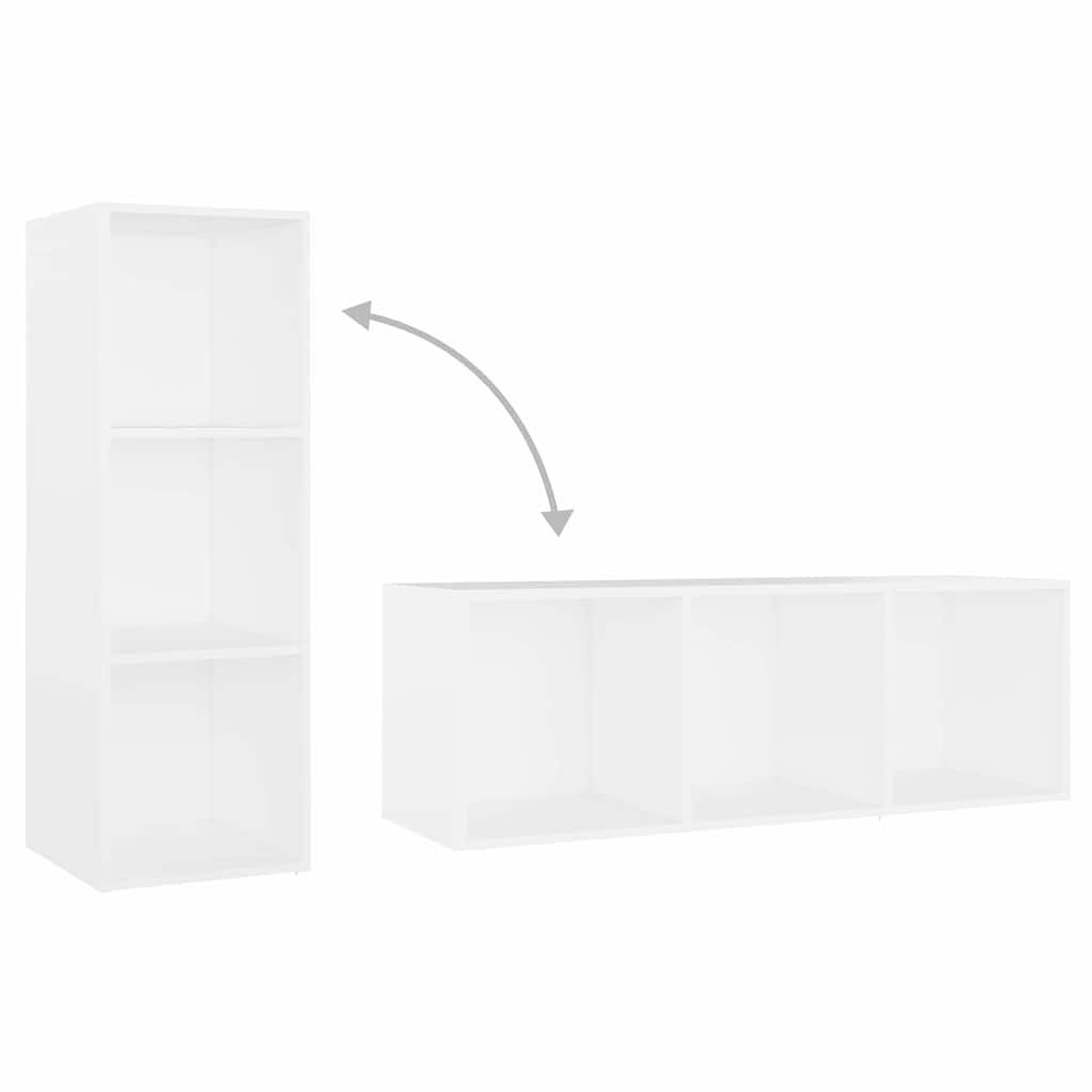 vidaXL 2 Piece TV Cabinet Set White 107x35x37 cm Engineered Wood