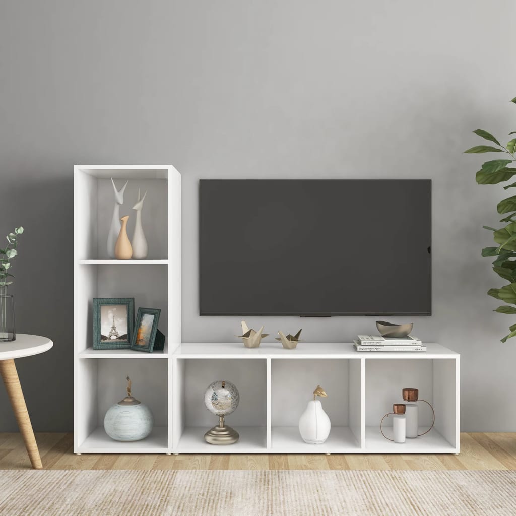 vidaXL TV Cabinets 2 pcs White 107x35x37 cm Engineered Wood
