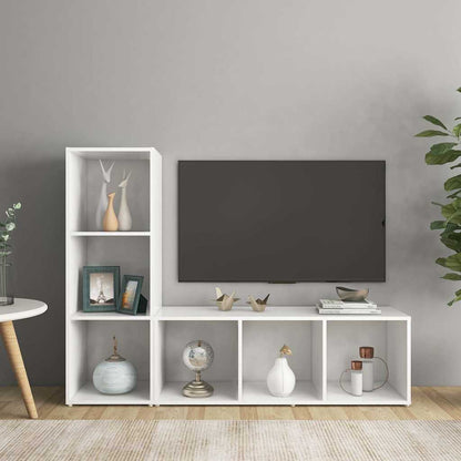 vidaXL 2 Piece TV Cabinet Set White 107x35x37 cm Engineered Wood