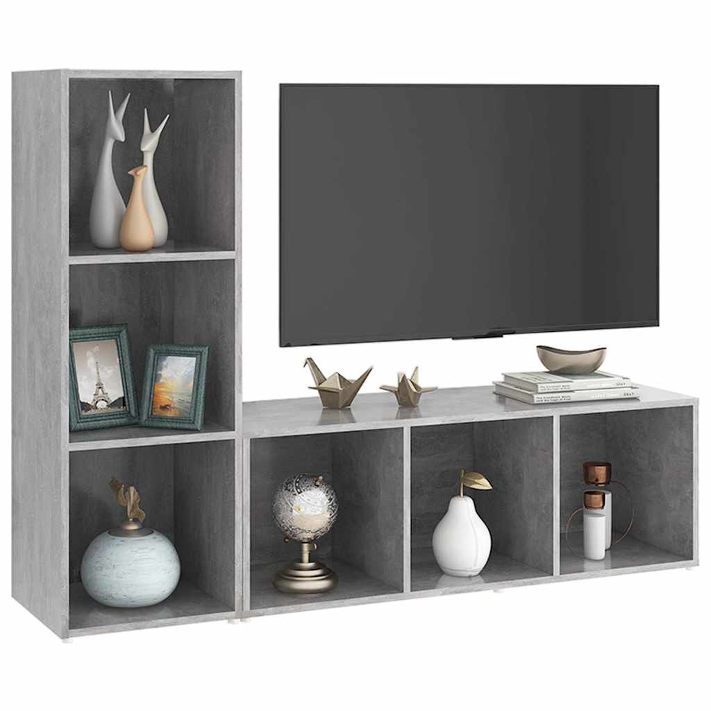 vidaXL 2 Piece TV Cabinet Set Concrete Grey 107x35x37 cm Engineered Wood