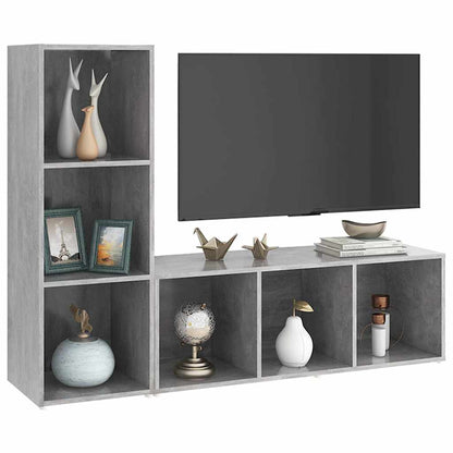 vidaXL 2 Piece TV Cabinet Set Concrete Grey 107x35x37 cm Engineered Wood