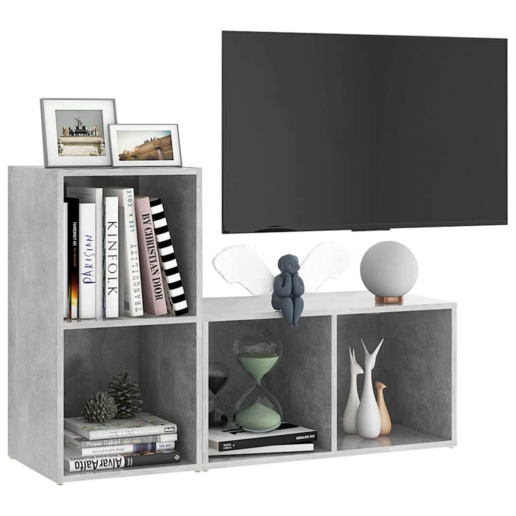 vidaXL 2 Piece TV Cabinet Set Concrete Grey 72x35x36,5 cm Engineered Wood