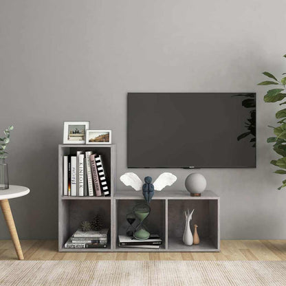 vidaXL 2 Piece TV Cabinet Set Concrete Grey 72x35x36,5 cm Engineered Wood