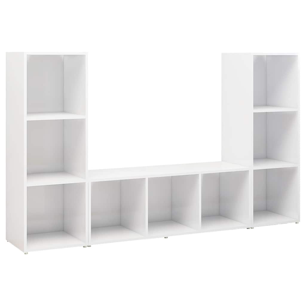 vidaXL 3 Piece TV Cabinet Set White 107x35x37 cm Engineered Wood