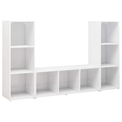 vidaXL 3 Piece TV Cabinet Set White 107x35x37 cm Engineered Wood